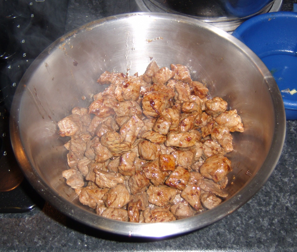 Chilli step one - browning the beef