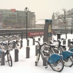 Snow-covered Dublin Bikes